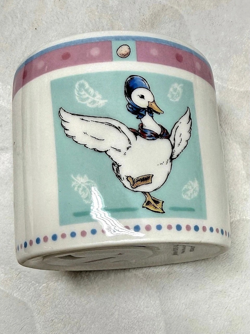 Wedgwood Jemima Puddle-Duck Money Box Ceramic White & Pink